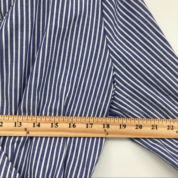 A New Day Pin Stripe Belted Waist Flare Sleeve Wrap Top Dress 1X NEW - Picture 9 of 10